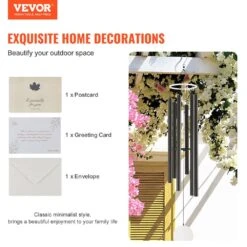 Black Wind Chimes For Outside, 66 In. Deep Tone Wind Chimes With 6 Tubes, Unique Large Memorial Wind Chimes, No Cabinet -Vevor vevor wind chimes jsflhs66inch8uzwqv0 76 1000