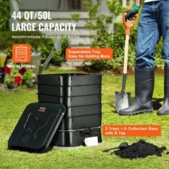 5-Tray Worm Composter 50 L Worm Compost Bin Outdoor And Indoor, Sustainable Design Worm Farm Kit Recycling Food Waste -Vevor vevor worm composters rcsdfx540sppp2dpav0 4f 1000