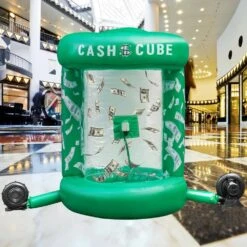 Inflatable Money Grab Machine 63 X 83 In. Cash Cube Inflatable With 2-Blowers Money Decorations For Home, Green -Vevor vevor yard inflatables qqjgn000000000001v1 31 1000
