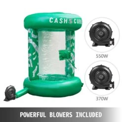Inflatable Money Grab Machine 63 X 83 In. Cash Cube Inflatable With 2-Blowers Money Decorations For Home, Green -Vevor vevor yard inflatables qqjgn000000000001v1 44 1000