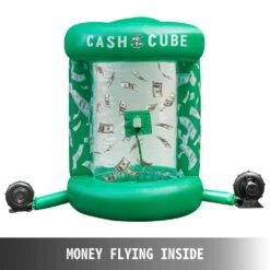 Inflatable Money Grab Machine 63 X 83 In. Cash Cube Inflatable With 2-Blowers Money Decorations For Home, Green -Vevor vevor yard inflatables qqjgn000000000001v1 4f 1000