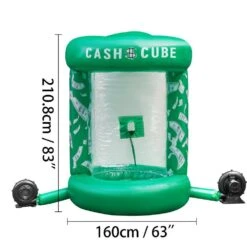 Inflatable Money Grab Machine 63 X 83 In. Cash Cube Inflatable With 2-Blowers Money Decorations For Home, Green -Vevor vevor yard inflatables qqjgn000000000001v1 76 1000
