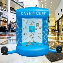 Money Blowing Machine 63 X 83 In. Cash Cube Inflatable With 2-Blowers Money Inflatable For Shopping Mall, Blue -Vevor vevor yard inflatables qqjls000000000001v1 31 1000
