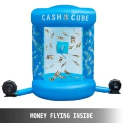 Money Blowing Machine 63 X 83 In. Cash Cube Inflatable With 2-Blowers Money Inflatable For Shopping Mall, Blue -Vevor vevor yard inflatables qqjls000000000001v1 4f 1000