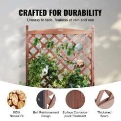 2-Pieces Wood Planter With Trellis Outdoor Raised Garden Bed 60 In. X 13 In. X 61.4 In. Standing Trellis Planter Box -Vevor walnut vevor raised planter boxes z75x31x150cm2k2nrv0 1f 1000