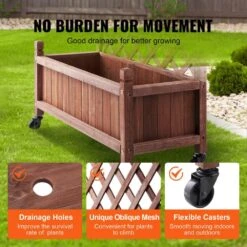 2-Pieces Wood Planter With Trellis Outdoor Raised Garden Bed 60 In. X 13 In. X 61.4 In. Standing Trellis Planter Box -Vevor walnut vevor raised planter boxes z75x31x150cm2k2nrv0 44 1000