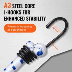 6 Piece Bungee Cords With A3 Steel Hooks, 72 In. Heavy Duty Bungee Straps, 12 Mm Elastic Bungee Ropes Set For Camping -Vevor white blue vevor plant hangers dlkzdyxdgdggu5p3ev0 44 1000