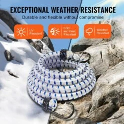 6 Piece Bungee Cords With A3 Steel Hooks, 72 In. Heavy Duty Bungee Straps, 12 Mm Elastic Bungee Ropes Set For Camping -Vevor white blue vevor plant hangers dlkzdyxdgdggu5p3ev0 4f 1000