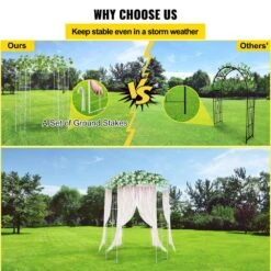 Birdcage Shape Gazebo 108 In. H X 79.2 In. W Heavy Duty Wrought Iron Arbor For Outdoor Garden,Lawn,Backyard,Patio,White -Vevor white vevor arbors tyhygmycbsnl9i8v7v0 1f 1000