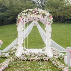 Birdcage Shape Gazebo 108 In. H X 79.2 In. W Heavy Duty Wrought Iron Arbor For Outdoor Garden,Lawn,Backyard,Patio,White