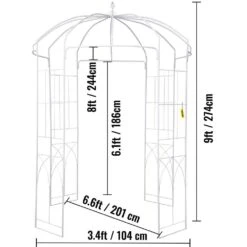Birdcage Shape Gazebo 108 In. H X 79.2 In. W Heavy Duty Wrought Iron Arbor For Outdoor Garden,Lawn,Backyard,Patio,White -Vevor white vevor arbors tyhygmycbsnl9i8v7v0 76 1000
