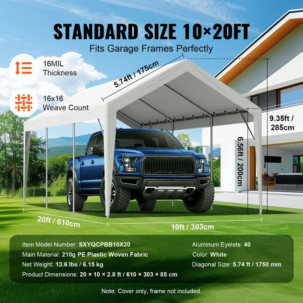 Carport Replacement Canopy Cover 10 Ft. X 20 Ft. Garage Top Tent Shelter Tarp Heavy-Duty Waterproof And UV Protected 6 Carport Replacement Canopy Cover 10 Ft. X 20 Ft. Garage Top Tent Shelter Tarp Heavy-Duty Waterproof And UV Protected - Image 4