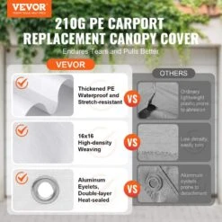 Carport Replacement Canopy Cover 10 Ft. X 20 Ft. Garage Top Tent Shelter Tarp Heavy-Duty Waterproof And UV Protected 11 Carport Replacement Canopy Cover 10 Ft. X 20 Ft. Garage Top Tent Shelter Tarp Heavy-Duty Waterproof And UV Protected -Vevor white vevor canopy parts ckpb10x20ftd1vxcbv0 c3 1000