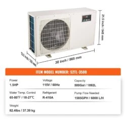 Aquarium Chiller 500 Gal. 1892 L Quiet Refrigeration Compressor 1.5 HP Hydroponic Water Chiller -Vevor white vevor hydroponic systems hwqlqqjrq15hpxjh2v1 76 1000