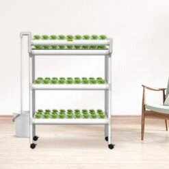Hydroponics Growing System 90-Sites 10-Food-Grade PVC-U Pipes 3 Layers Indoor Planting Kit With Water Pump, Timer -Vevor white vevor hydroponic systems spz390110220v7fx7v5 31 1000