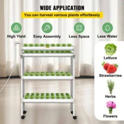 Hydroponics Growing System 90-Sites 10-Food-Grade PVC-U Pipes 3 Layers Indoor Planting Kit With Water Pump, Timer -Vevor white vevor hydroponic systems spz390110220v7fx7v5 fa 1000