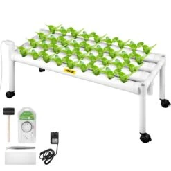 Hydroponics Growing System 36-Sites 4-Food-Grade PVC-U Pipes 1 Layer Indoor Planting Kit With Water Pump, Timer