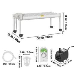 Hydroponics Growing System 36-Sites 4-Food-Grade PVC-U Pipes 1 Layer Indoor Planting Kit With Water Pump, Timer -Vevor white vevor hydroponic systems spzwsz136110vav1ev1 76 1000