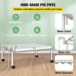 Hydroponics Growing System 54-Sites 6-Food-Grade PVC-U Pipes 1 Layer Indoor Planting Kit With Water Pump, Timer -Vevor white vevor hydroponic systems spzwsz154110vsjlpv1 1f 1000