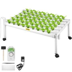 Hydroponics Growing System 54-Sites 6-Food-Grade PVC-U Pipes 1 Layer Indoor Planting Kit With Water Pump, Timer