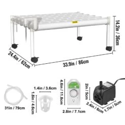 Hydroponics Growing System 54-Sites 6-Food-Grade PVC-U Pipes 1 Layer Indoor Planting Kit With Water Pump, Timer -Vevor white vevor hydroponic systems spzwsz154110vsjlpv1 76 1000