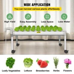 Hydroponics Growing System 54-Sites 6-Food-Grade PVC-U Pipes 1 Layer Indoor Planting Kit With Water Pump, Timer -Vevor white vevor hydroponic systems spzwsz154110vsjlpv1 fa 1000