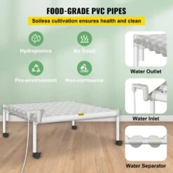 Hydroponics Growing System 72-Sites 8-Food-Grade PVC-U Pipes 1 Layer Indoor Planting Kit With Water Pump, Timer -Vevor white vevor hydroponic systems spzwsz172110vuqg7v1 1f 1000