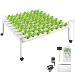 Hydroponics Growing System 72-Sites 8-Food-Grade PVC-U Pipes 1 Layer Indoor Planting Kit With Water Pump, Timer