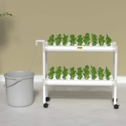 Hydroponics Growing System 54-Sites 6-Food-Grade PVC-U Pipes 2 Layers Indoor Planting Kit With Water Pump, Timer -Vevor white vevor hydroponic systems spzwsz254110vskuzv1 31 1000