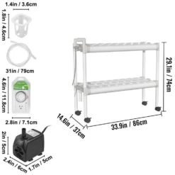 Hydroponics Growing System 54-Sites 6-Food-Grade PVC-U Pipes 2 Layers Indoor Planting Kit With Water Pump, Timer -Vevor white vevor hydroponic systems spzwsz254110vskuzv1 76 1000