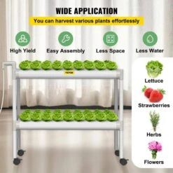 Hydroponics Growing System 54-Sites 6-Food-Grade PVC-U Pipes 2 Layers Indoor Planting Kit With Water Pump, Timer -Vevor white vevor hydroponic systems spzwsz254110vskuzv1 fa 1000