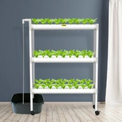 Hydroponics Growing System 54-Sites 6-Food-Grade PVC-U Pipes 3 Layers Indoor Planting Kit With Water Pump, Timer -Vevor white vevor hydroponic systems spzwsz354110vu5div1 31 1000