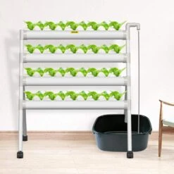 Hydroponics Growing System 36-Sites 4-Food-Grade PVC-U Pipes 4 Layers Indoor Planting Kit With Water Pump, Timer -Vevor white vevor hydroponic systems spzwsz436110vtzdlv1 31 1000