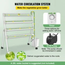 Hydroponics Growing System 36-Sites 4-Food-Grade PVC-U Pipes 4 Layers Indoor Planting Kit With Water Pump, Timer -Vevor white vevor hydroponic systems spzwsz436110vtzdlv1 4f 1000