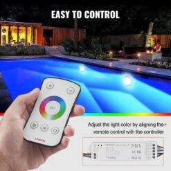12-Volt LED Pool Light 10 In. 40-Watt RGBW Color Changing Inground Swimming Pool Spa Light Underwater Remote Control -Vevor white vevor pool lights mdsycd12v50ylkq3dv9 4f 1000