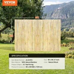 Natural Rolled Bamboo Fence, Eco-Friendly Bamboo Privacy Fence 4 Ft. H X 6 Ft. L X 0.75 In. D., Bamboo Privacy Screen -Vevor wood vevor garden fencing zwlyz6ft4ft0ar982v0 76 1000