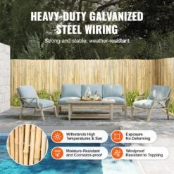 Natural Rolled Bamboo Fence, Eco-Friendly Bamboo Privacy Fence 4 Ft. H X 8 Ft. L X 0.75 In. D., Bamboo Privacy Screen -Vevor wood vevor garden fencing zwlyz8ft4ft1hutn8v0 1f 1000