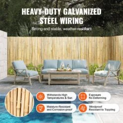 Natural Rolled Bamboo Fence, Eco-Friendly Bamboo Privacy Fence 6 Ft. H X 8 Ft. L X 0.75 In. D., Bamboo Privacy Screen -Vevor wood vevor garden fencing zwlyz8ft6ft0x3k0gv0 1f 1000