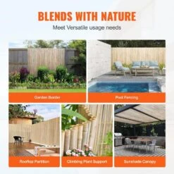 Natural Rolled Bamboo Fence, Eco-Friendly Bamboo Privacy Fence 6 Ft. H X 8 Ft. L X 0.75 In. D., Bamboo Privacy Screen -Vevor wood vevor garden fencing zwlyz8ft6ft0x3k0gv0 fa 1000