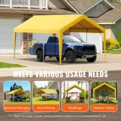 Carport Replacement Canopy Cover 10 X 20 Ft. Heavy-Duty Waterproof And UV Protected (Only Top Cover Frame Not Include) -Vevor yellow vevor canopy parts ckpb10x20ftmrcy4tv0 76 1000