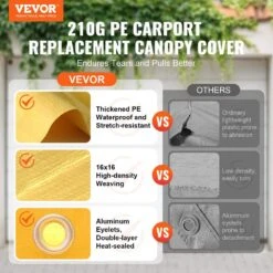 Carport Replacement Canopy Cover 10 X 20 Ft. Heavy-Duty Waterproof And UV Protected (Only Top Cover Frame Not Include) -Vevor yellow vevor canopy parts ckpb10x20ftmrcy4tv0 c3 1000