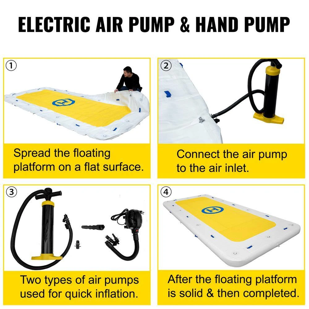 Inflatable Dock Platform 15 X 6 Ft. Portable Floating Dock 10-12 People With Electric Air Pump And Hand Pump 7 Inflatable Dock Platform 15 X 6 Ft. Portable Floating Dock 10-12 People With Electric Air Pump And Hand Pump - Image 5